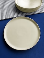 Curateology Set of 4 Ivory LoHo Reactive Glaze Dinner Plates - Image 2 of 5