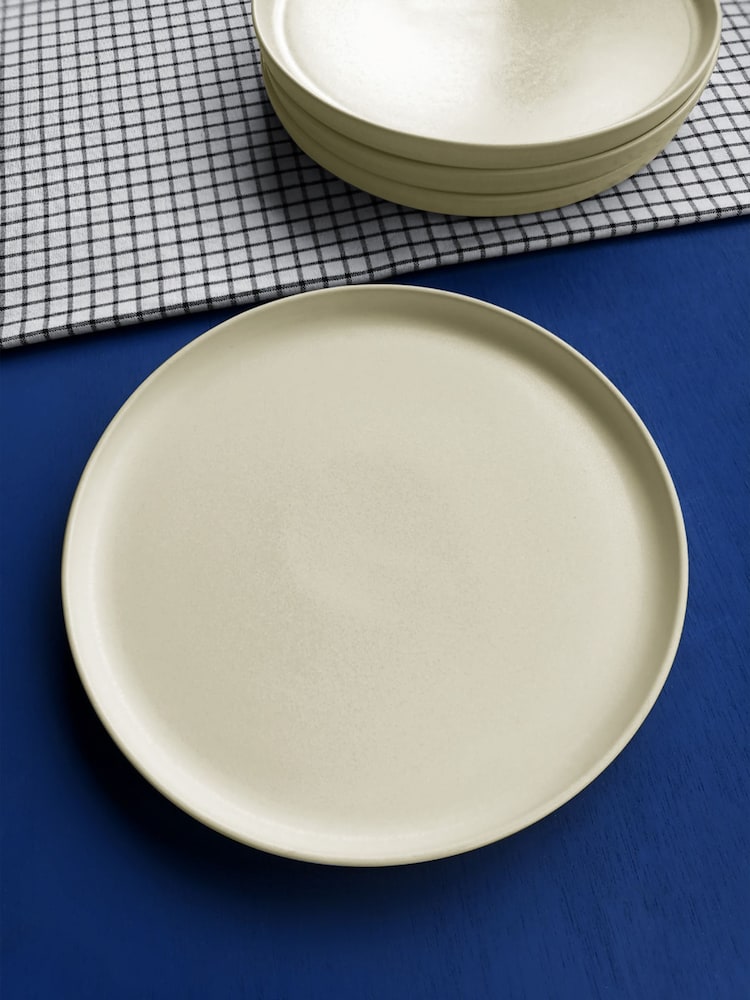Curateology Set of 4 Ivory LoHo Reactive Glaze Dinner Plates - Image 2 of 5