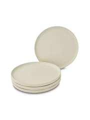 Curateology Set of 4 Ivory LoHo Reactive Glaze Dinner Plates - Image 3 of 5