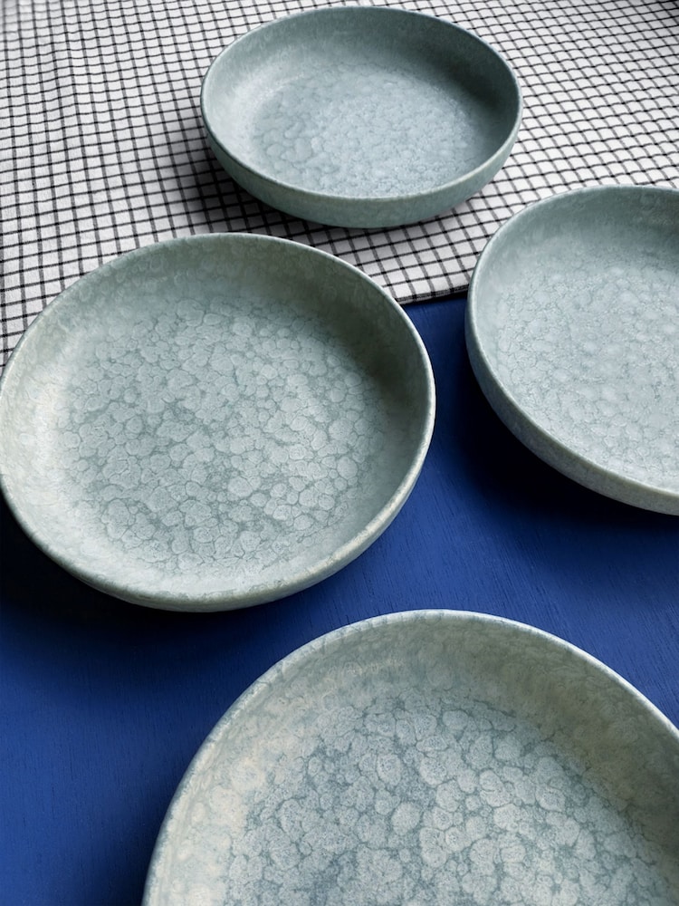 Curateology Set of 4 Cloud Grey LoHo Reactive Glaze Pasta Bowls - Image 2 of 5
