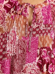 Evans Orange Scarf Print Pintuck Boho Top - Image 5 of 5