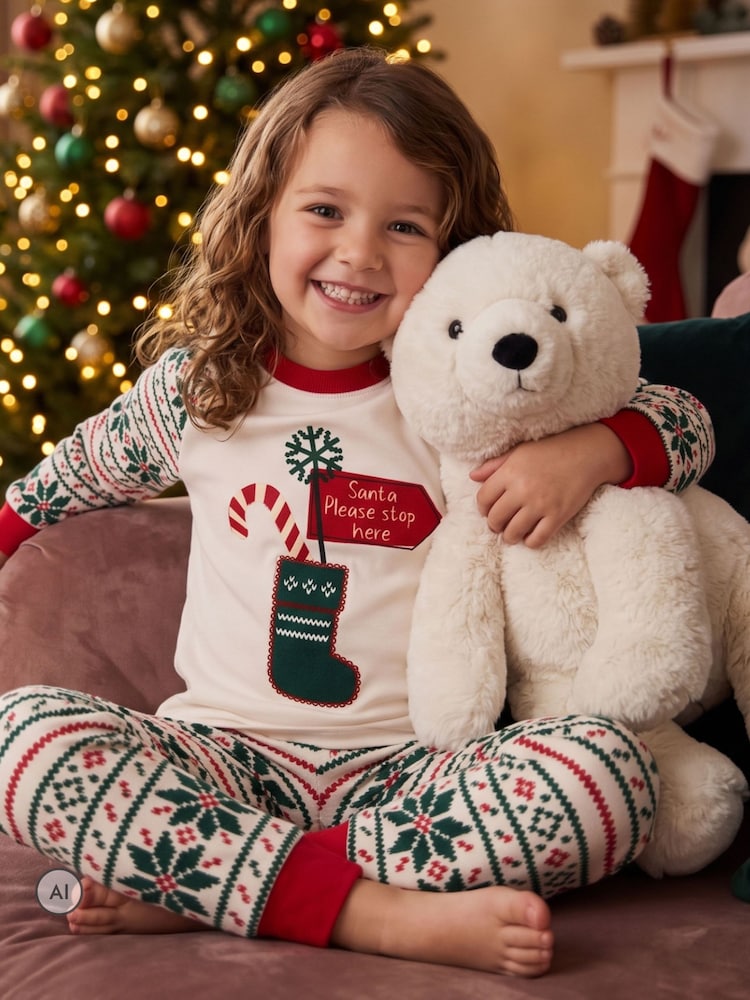Harry Bear Cream Christmas Stocking Pyjamas - Image 1 of 6