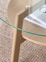 Light Marlow Glass Oak Effect Round Coffee Table - Image 2 of 5