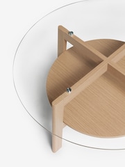 Light Marlow Glass Oak Effect Round Coffee Table - Image 5 of 5