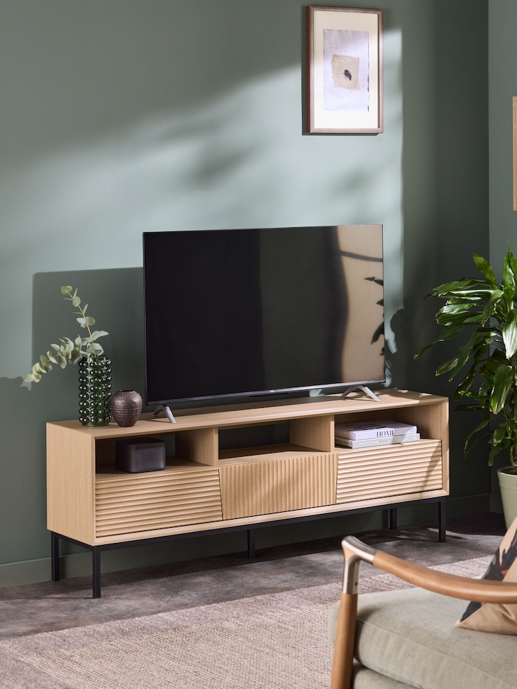 Light Marlow Oak Effect Wide TV Unit Up to 60 Inch - Image 1 of 8