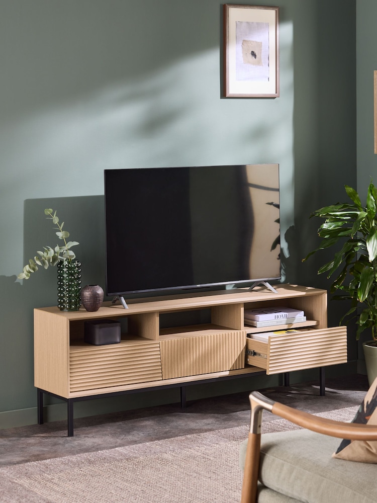 Light Marlow Oak Effect Wide TV Unit Up to 60 Inch - Image 2 of 8