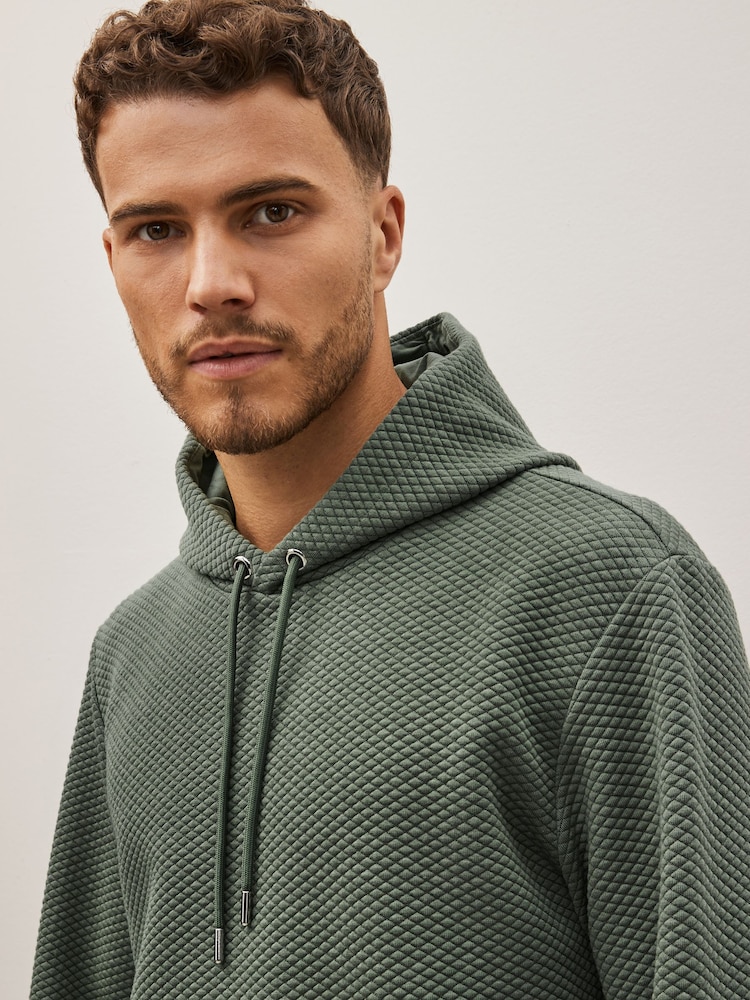 Sage Green Hooded Premium Textured Overhead Hoodie - Image 1 of 9