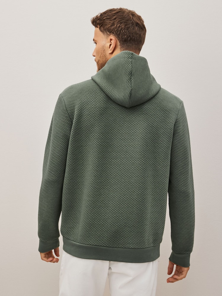 Sage Green Hooded Premium Textured Overhead Hoodie - Image 3 of 9