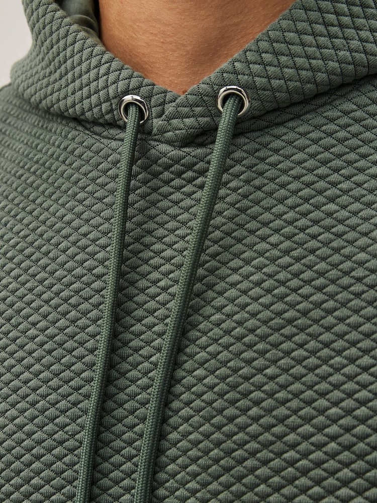 Sage Green Hooded Premium Textured Overhead Hoodie - Image 5 of 9