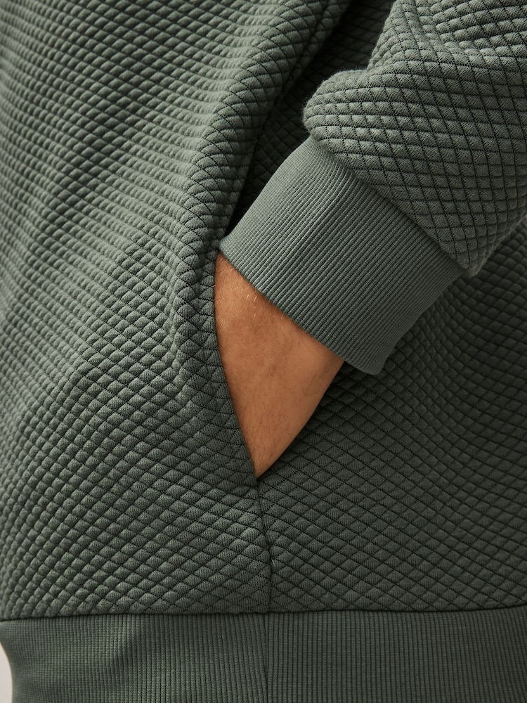 Sage Green Hooded Premium Textured Overhead Hoodie - Image 6 of 9