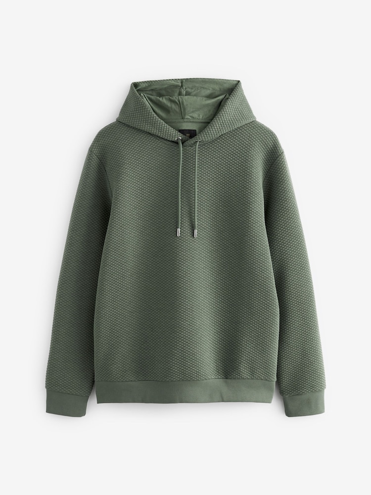 Sage Green Hooded Premium Textured Overhead Hoodie - Image 7 of 9