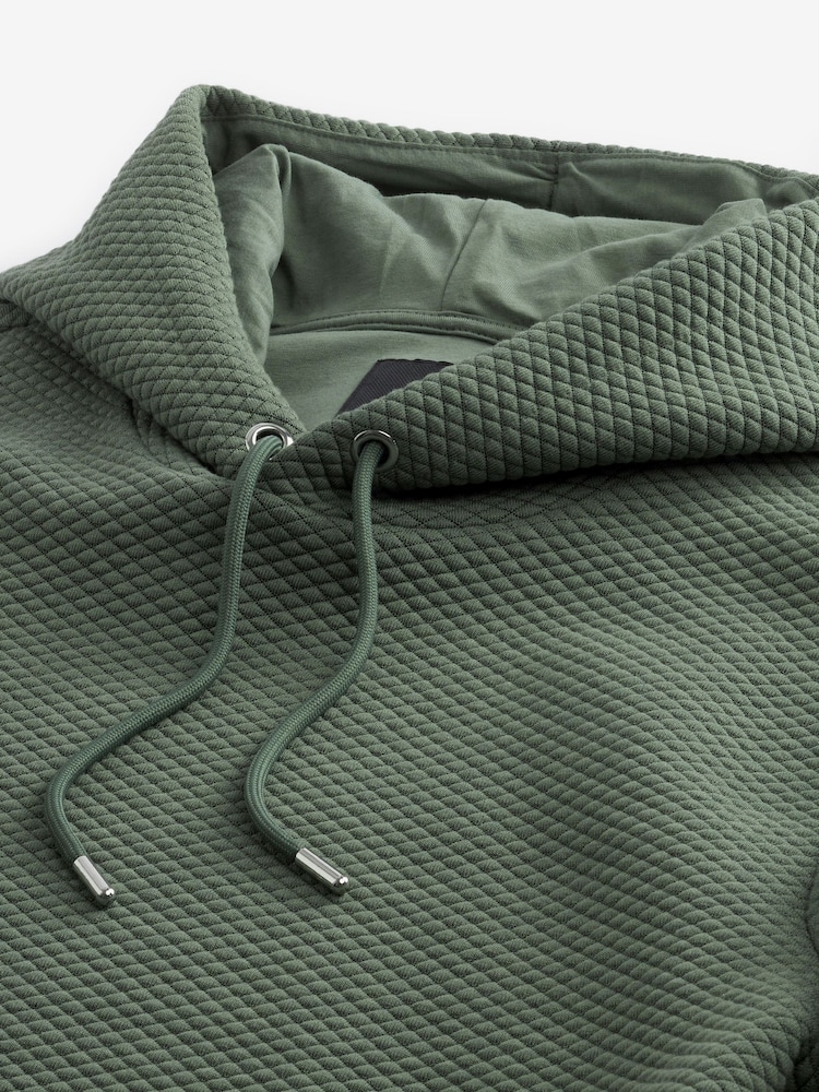 Sage Green Hooded Premium Textured Overhead Hoodie - Image 8 of 9
