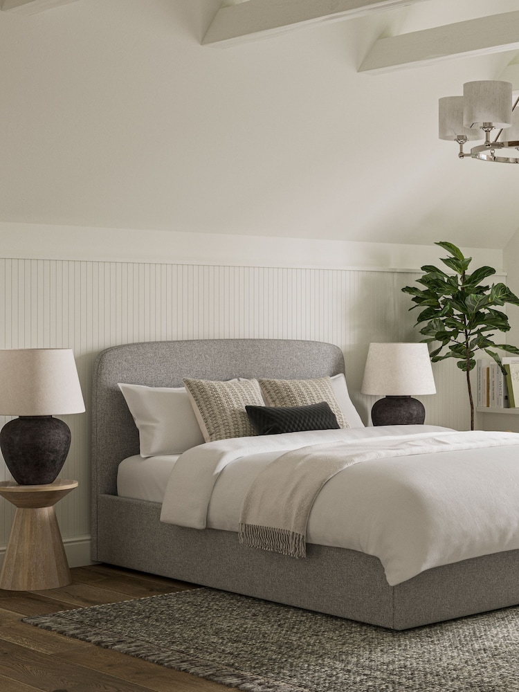 Grey Tweedy Plain Matson Upholstered Ottoman Storage Bed Frame - Image 2 of 7