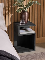 Black Bronx Oak Effect Side Table - Image 1 of 7