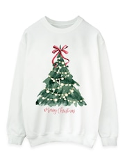 Brands In White Christmas Tree Watercolour Sweat Top - Image 3 of 5