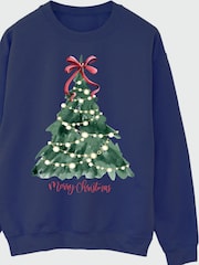 Brands In Blue Christmas Tree Watercolour Sweat Top - Image 3 of 4
