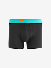 Black Bright Colour Contrast Texture Waistband 4 pack A-Front Boxers - Image 2 of 7