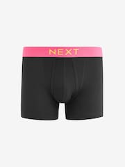 Black Bright Colour Contrast Texture Waistband 4 pack A-Front Boxers - Image 5 of 7