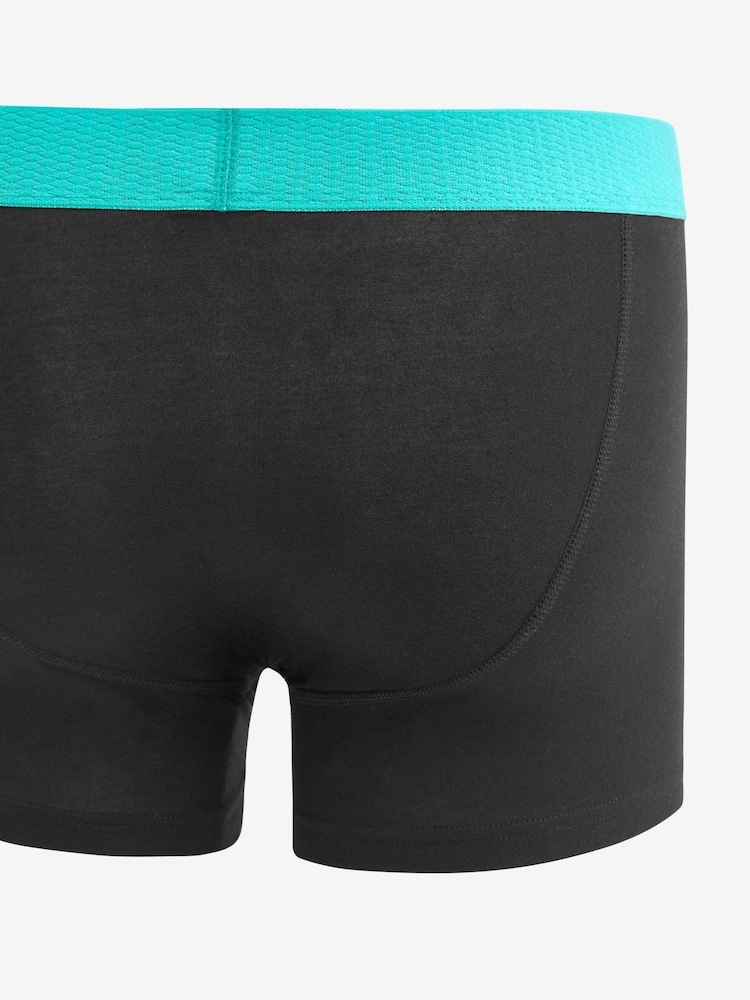 Black Bright Colour Contrast Texture Waistband 4 pack A-Front Boxers - Image 6 of 7