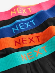 Black Bright Colour Contrast Texture Waistband 4 pack A-Front Boxers - Image 7 of 7