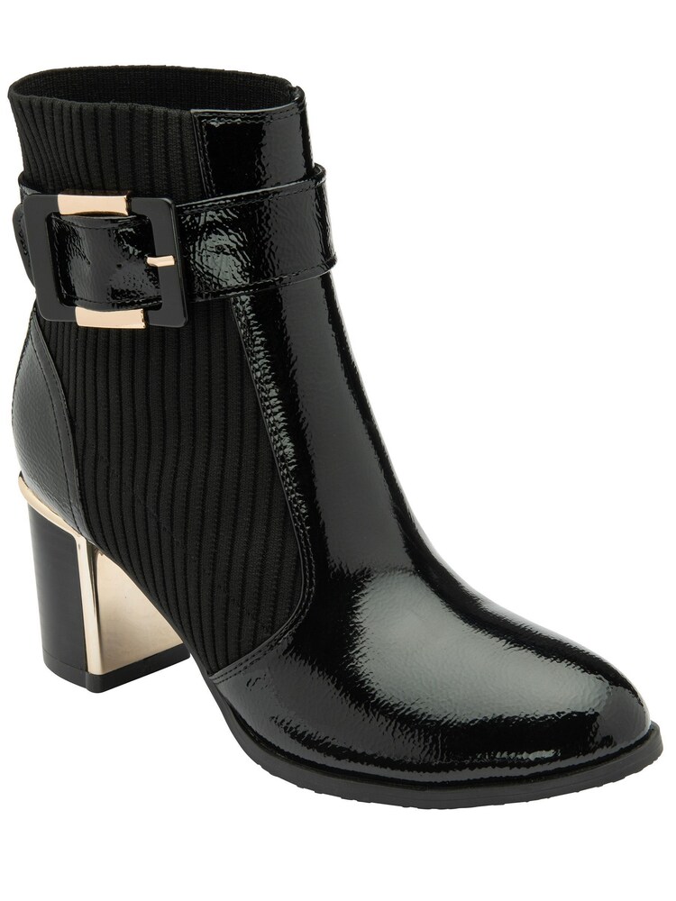 Lotus Jet Black Heeled Ankle Boots - Image 1 of 4