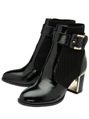 Lotus Jet Black Heeled Ankle Boots - Image 2 of 4
