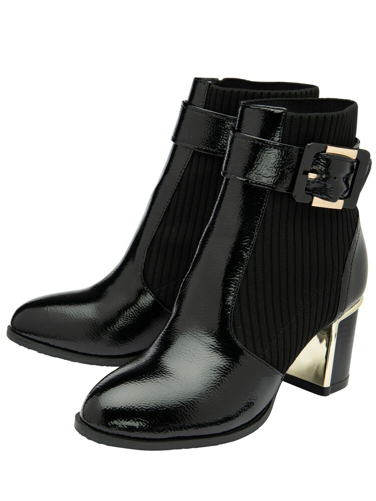 Lotus Jet Black Heeled Ankle Boots - Image 2 of 4