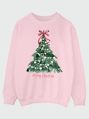 Brands In Pink Christmas Tree Watercolour Sweat Top - Image 2 of 4