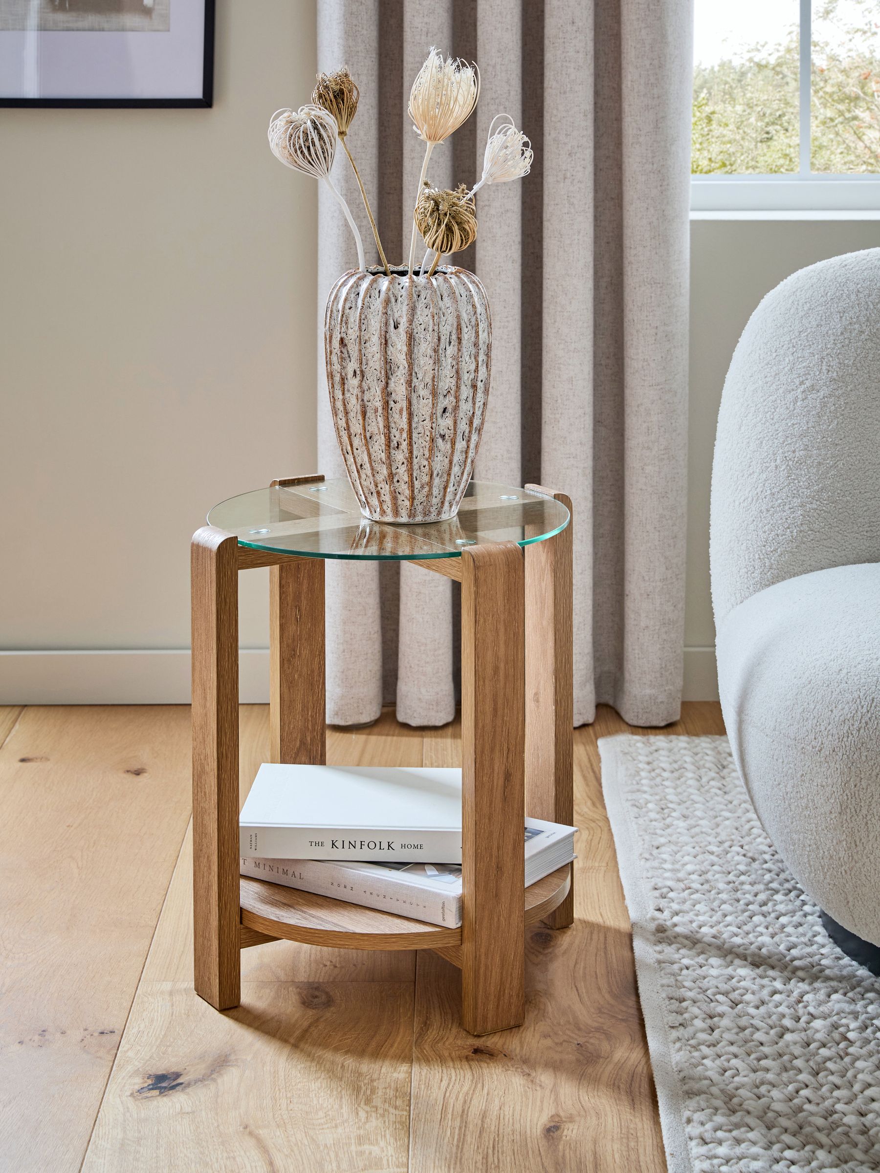 Oak look side table discount