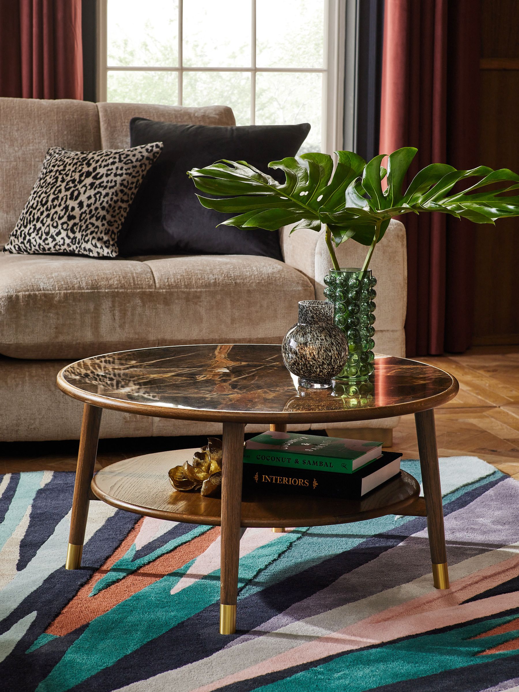 Buy Dark Edwin Oak Veneer Ceramic Top Coffee Table from the Next