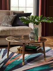 Dark Edwin Oak Veneer Ceramic Top Coffee Table - Image 1 of 7