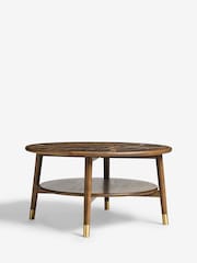 Dark Edwin Oak Veneer Ceramic Top Coffee Table - Image 3 of 7