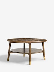 Dark Edwin Oak Veneer Ceramic Top Coffee Table - Image 5 of 7