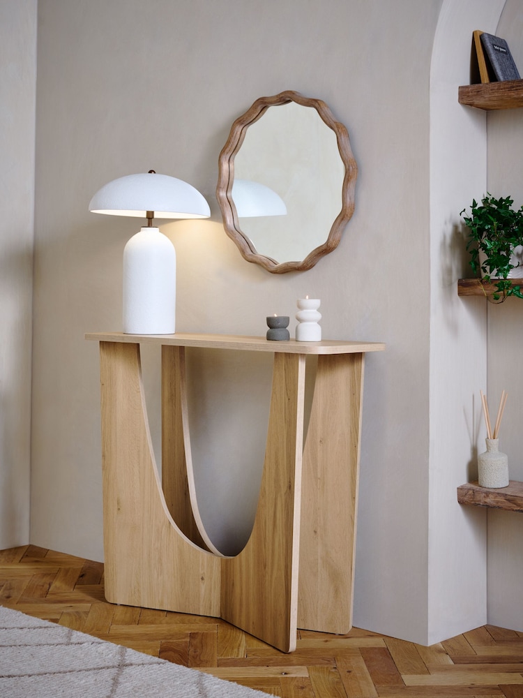 Natural Craft Wood Effect Console Table - Image 2 of 7
