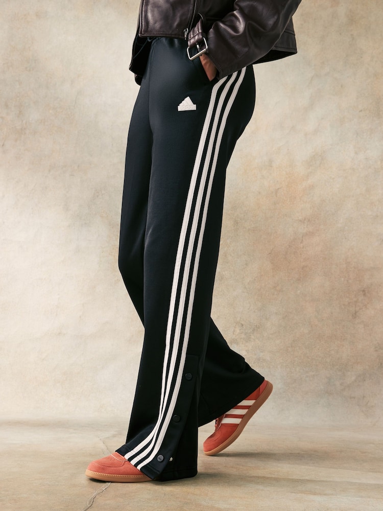 adidas Black Iconic 3 Stripe Button Joggers - Image 1 of 7