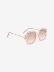 Light Pink Large Hexagon Metal Arm Sunglasses - Image 3 of 5