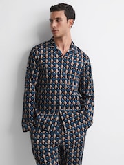 Reiss Multi Thurlow Cotton Printed Cuban Collar Pyjama Top - Image 1 of 4