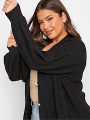Yours Curve Black Button Through Knitted Cardigan - Image 4 of 4