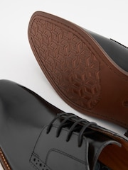 Schwarz - Standard-Fit - Derby-Schuhe aus Leder mit Kontrastsohle - Bild 4 von 6