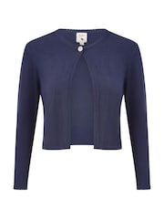 Yumi Blue Diamante Button Cropped Cardigan - Image 3 of 3