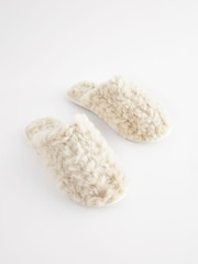 Neutral Faux Fur Mule Slippers - Image 3 of 7