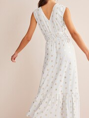 Boden White Smocked Jersey Maxi Dress - Image 3 of 6