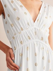 Boden White Smocked Jersey Maxi Dress - Image 4 of 6