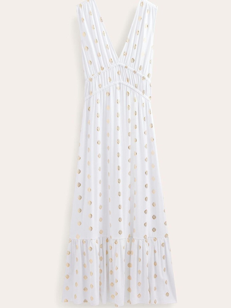Boden White Smocked Jersey Maxi Dress - Image 6 of 6
