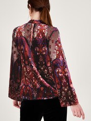 Monsoon Peri Paisley Devore Black Top - Image 2 of 5