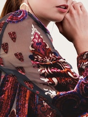 Monsoon Peri Paisley Devore Black Top - Image 4 of 5
