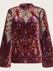 Monsoon Peri Paisley Devore Black Top - Image 5 of 5