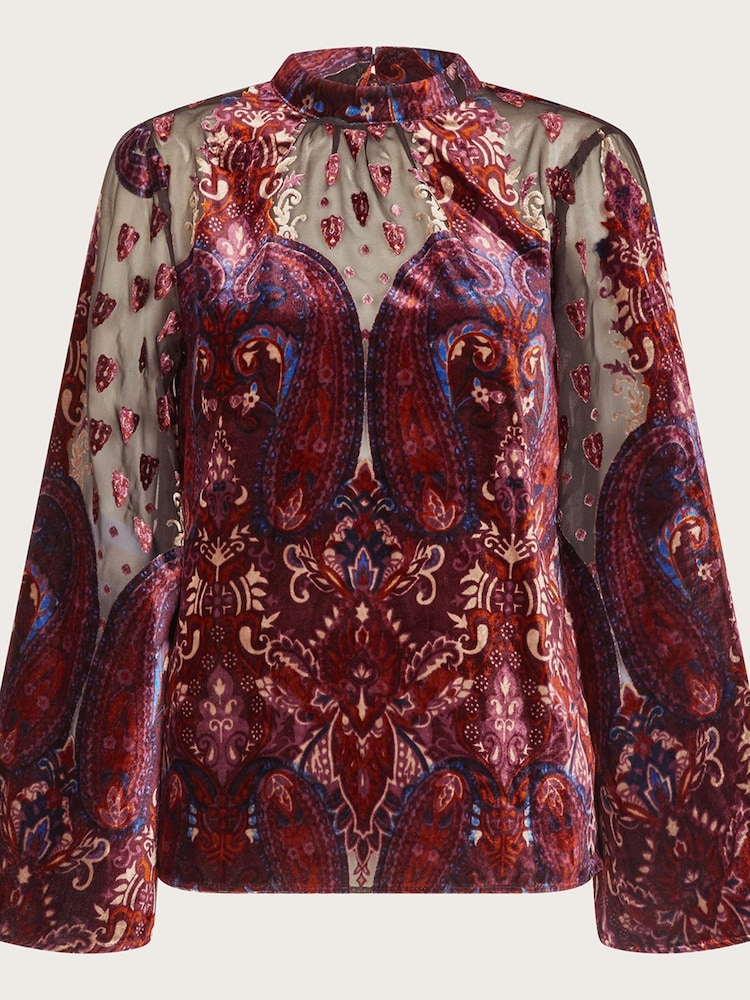 Monsoon Peri Paisley Devore Black Top - Image 5 of 5