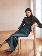 Green Long Length Satin Skirt - Image 2 of 5