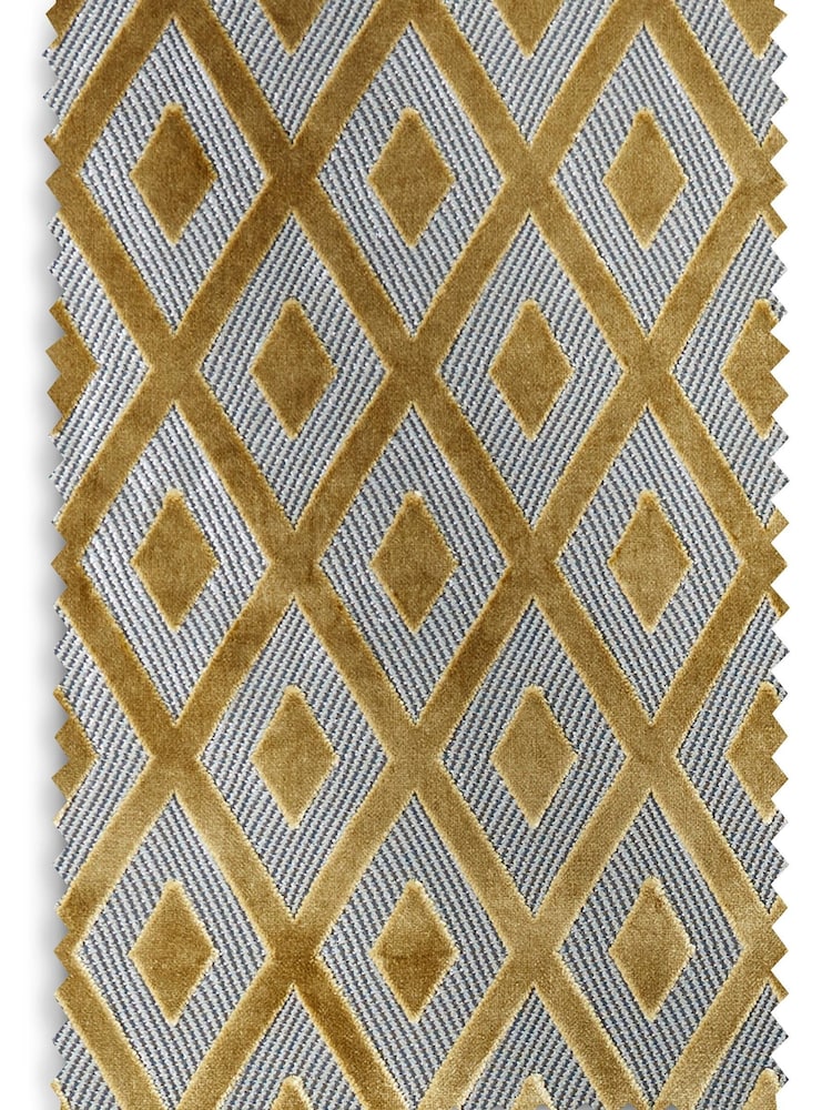 Gold Next Collection Luxe Heavyweight Diamond Geometric Eyelet Lined Curtains - Image 5 of 5